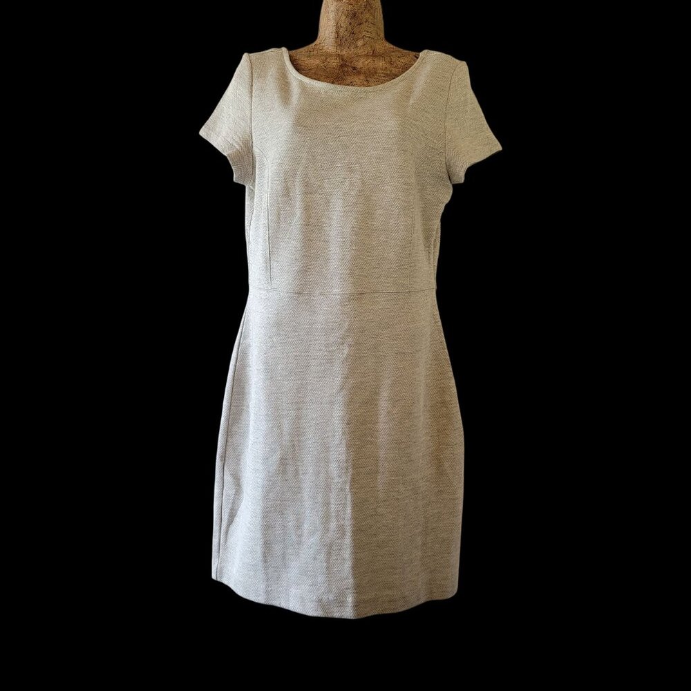 Banana Republic Womens Gray Textured Short-Sleeve Sheath Dress Size 8 With Side